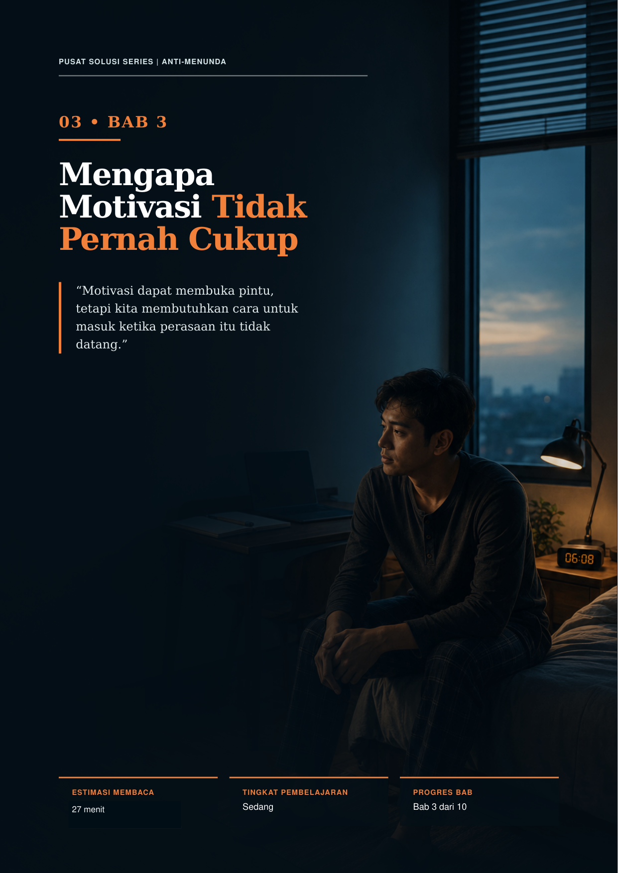 Halaman pembuka Bab 3: Mengapa Motivasi Tidak Pernah Cukup